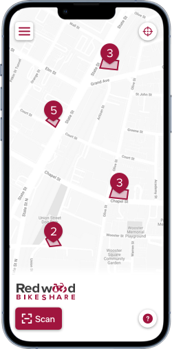Screenshot of the Redwood Bikeshare iPhone app